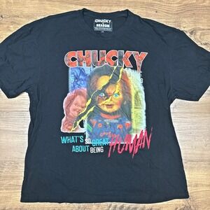 Chucky X Reason Mens 2XL T Shirt Child's Play Black Horror Scary Halloween Cult